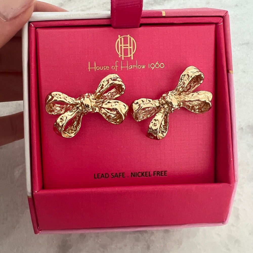 Textured Gold Bow Hair Clips
